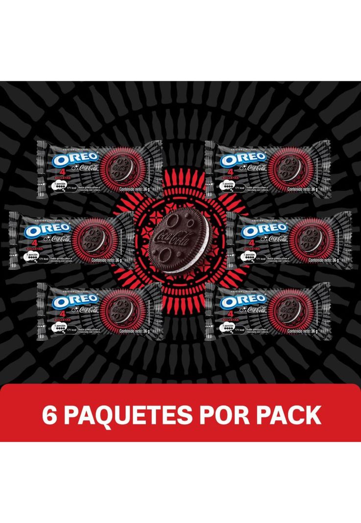 Galletas Oreo Sabor Coca Cola 6 un. 36g c/u-1