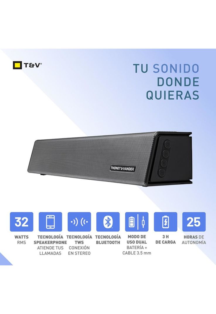 Barra De Sonido Portatil Inalambrico Tws Bateria Smart TV PC-2