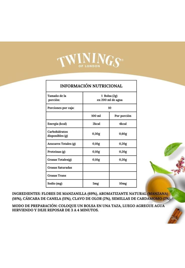 Twinings Té Manzana / Canela / Manzanilla x120 Bolsitas-1