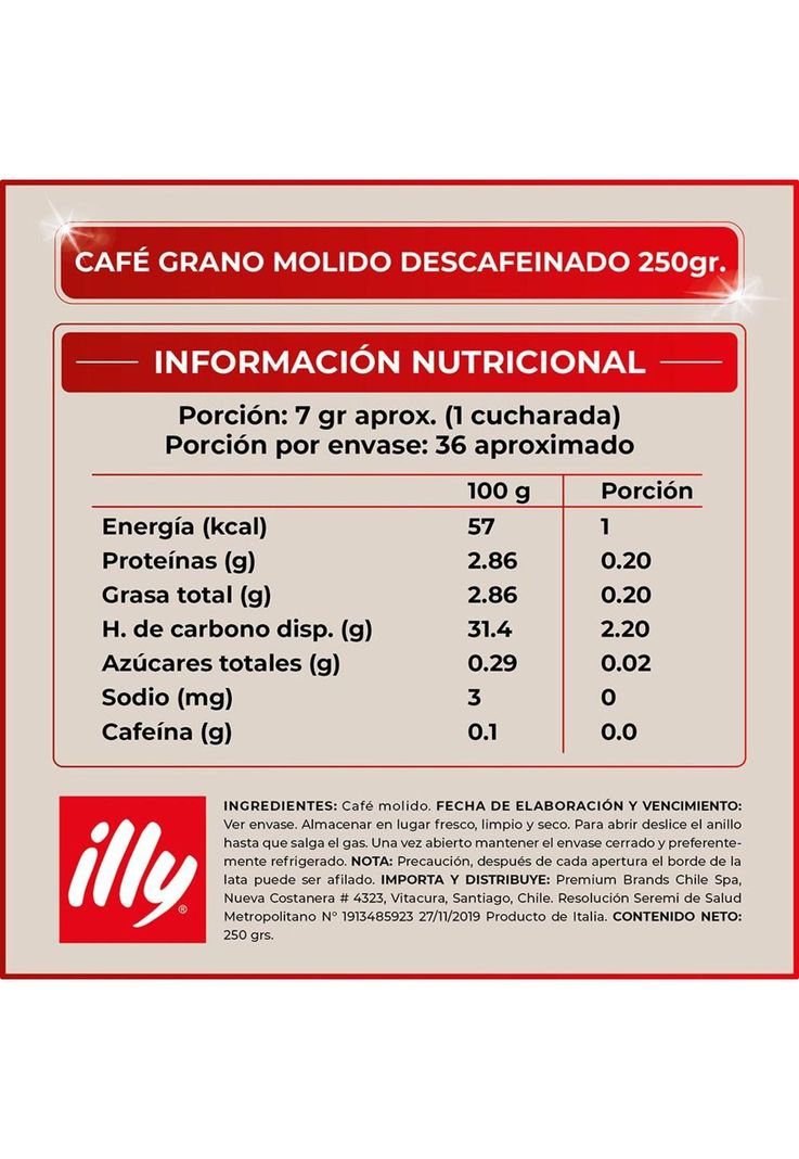 Café ILLY Molido Descafeinado Lata 250 GR-1