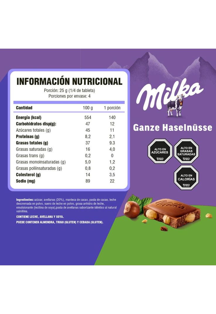 Chocolate Milka® relleno con Avellanas Enteras 100g-5