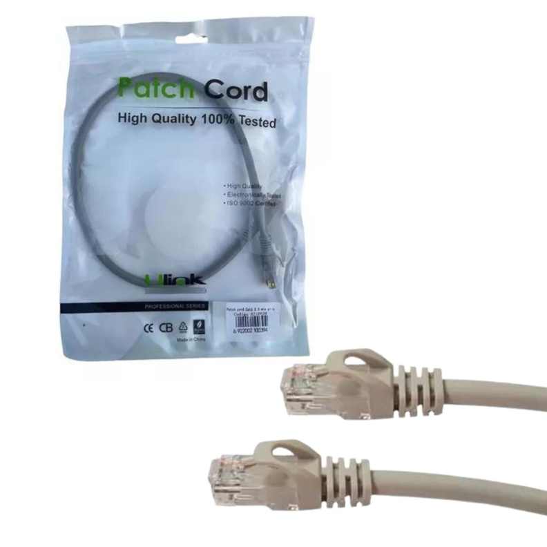 Cable De Red / Patch Cord Certificado Cat6 50cm Gris-1
