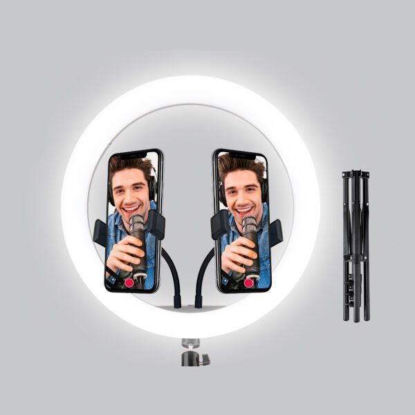 Aro de Luz 12" con Soporte Tripode y Doble soporte para Telefonos-0