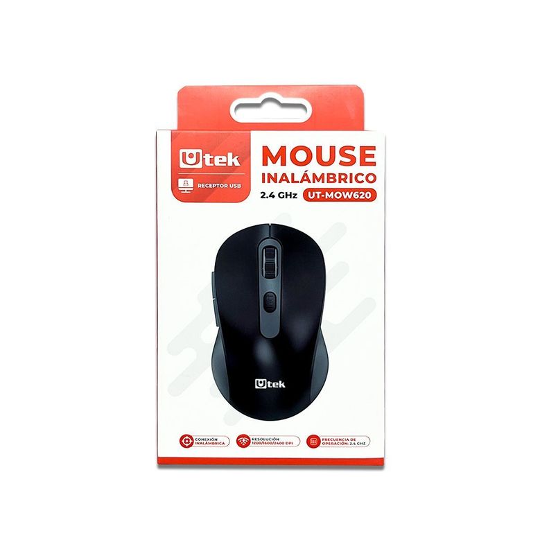 Mouse Inalambrico Negro 2.4Ghz 6 Botones Utek UT-MOW620-5
