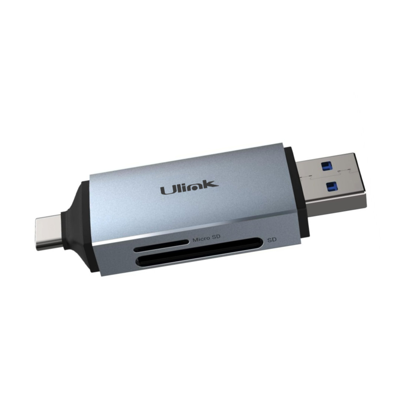 Lector de Memorias Dual USB-C y USB-A 3.0 Aluminio UL-RD210-0