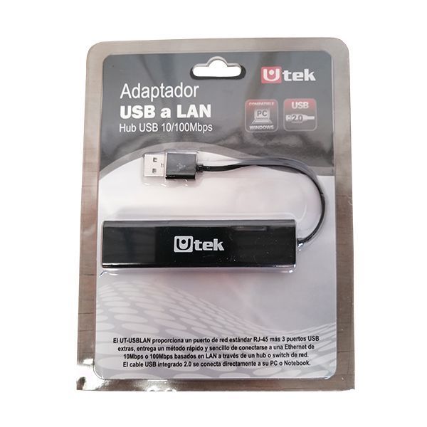 Adaptador USB 2.0 A Rj45 Red Lan Incluye Hub USB 3 Puertos-3
