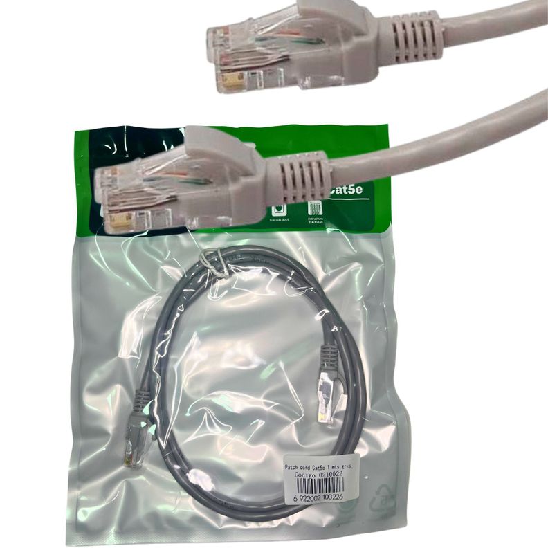 Cable De Red Patch Cord Certificado Cat5e 1 Mts Gris-2