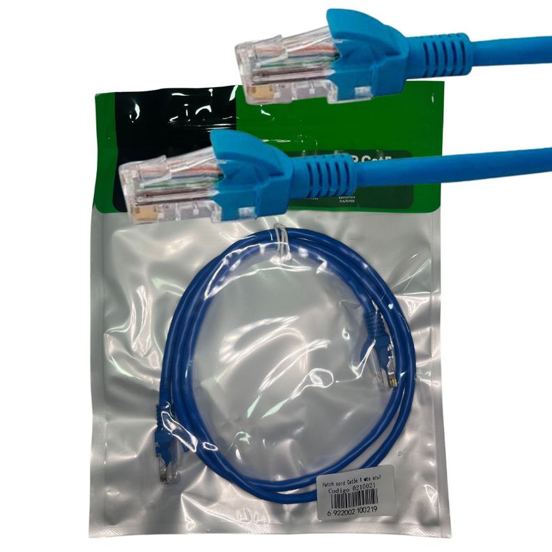 Cable De Red Patch Cord Certificado Cat5e 1 Mts Azul-1