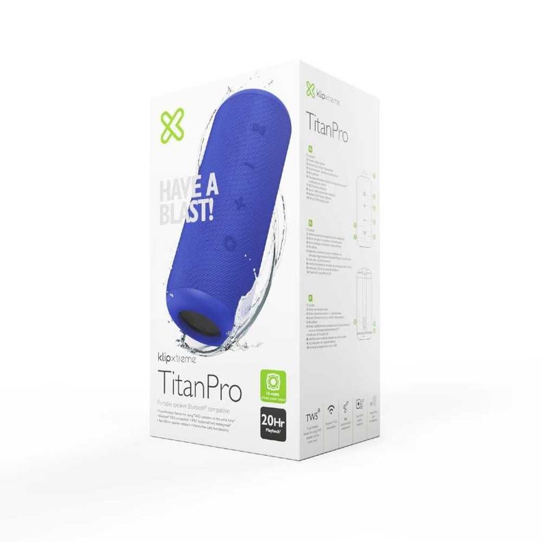 Parlante Bluetooth Titan Pro KBS-300BL IPX7 TWS 20hrs Azul-3