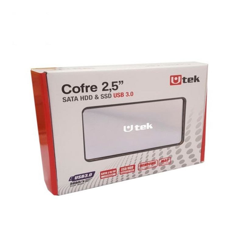 Cofre porta disco duro SATA 2,5 conexión USB 3.0 Gris-1