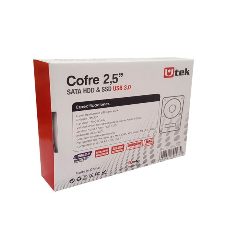 Cofre porta disco duro SATA 2,5 conexión USB 3.0 Gris-2
