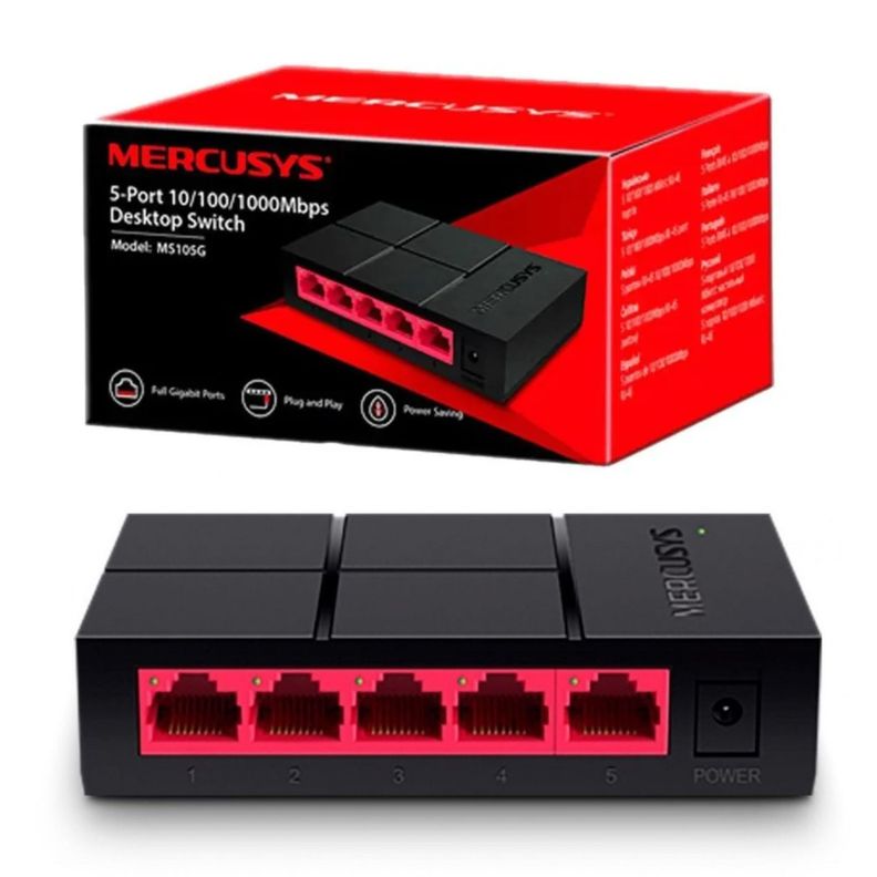 Switch 5 Puertos Gigabit 10/100/1000 Mercusys MS105G-1
