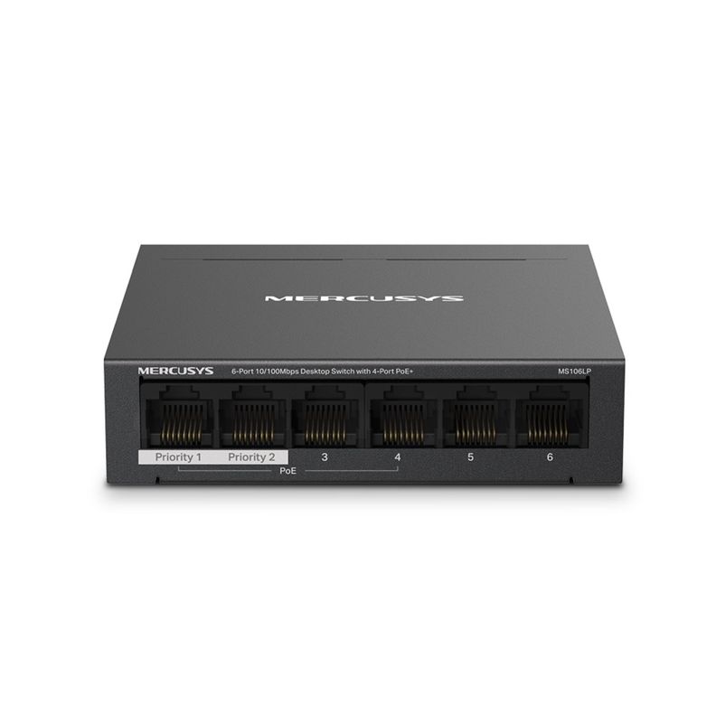 Switch 6 Puertos 4 PoE+ 2 Puertos 100Mbps MS106LP-2