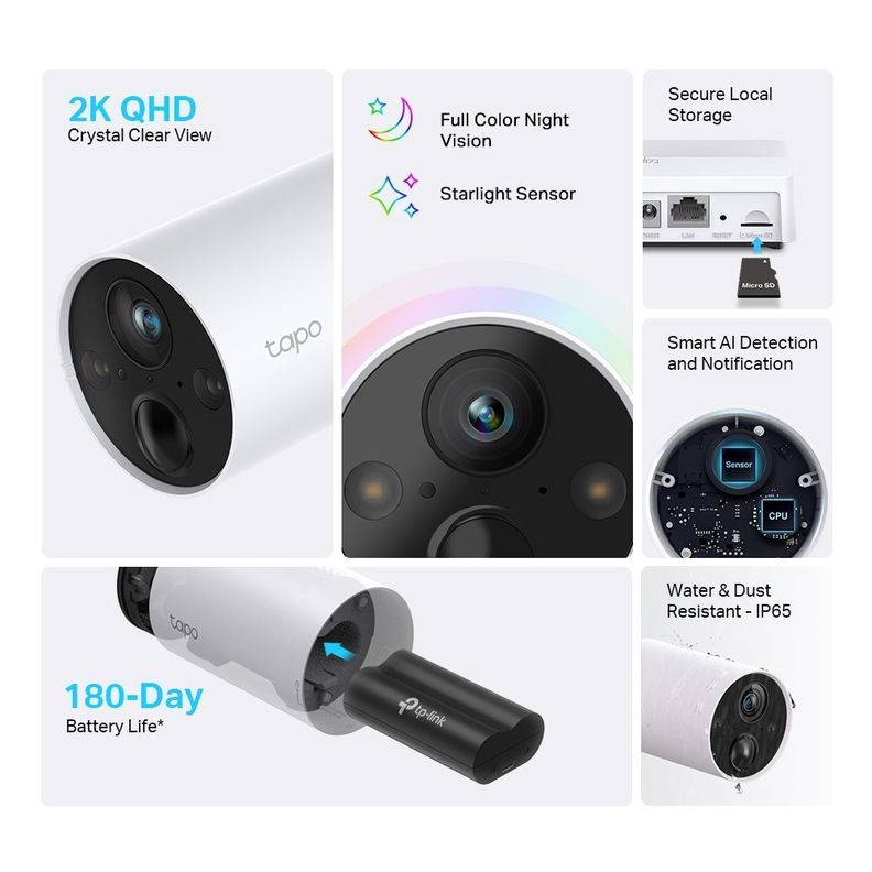 2 Cámaras WiFi Exterior Inteligente con Batería Tapo C420S2-4