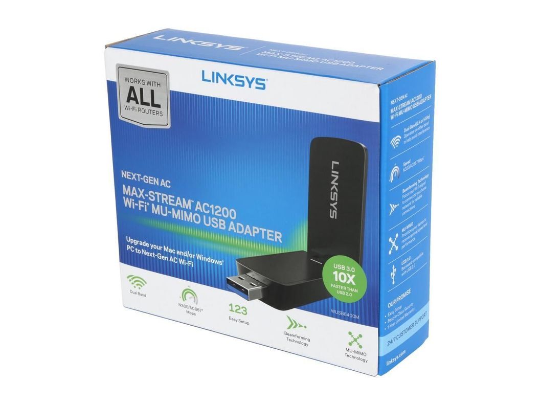 Adaptador USB 3.0 Wifi Linksys AC1200 WUSB6400M-2