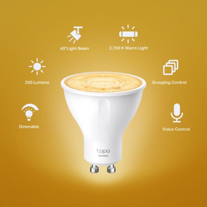 Ampolleta Bombilla LED Blanca Cálida WiFi GU10 Tapo L610-4