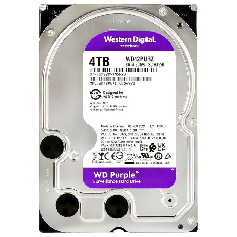 Disco Duro HDD WD Purpura 4TB Interno 3.5" Sata para DVR NVR-0