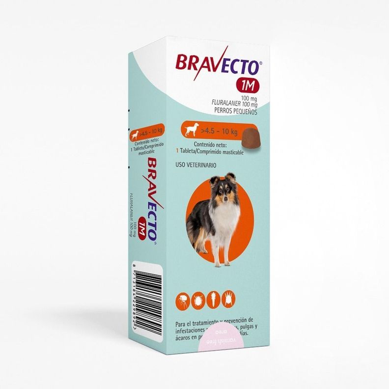 BRAVECTO PERRO ANTIPARASITARIO 1 MES 1 TABLETA 4.5 A 10 KG-0