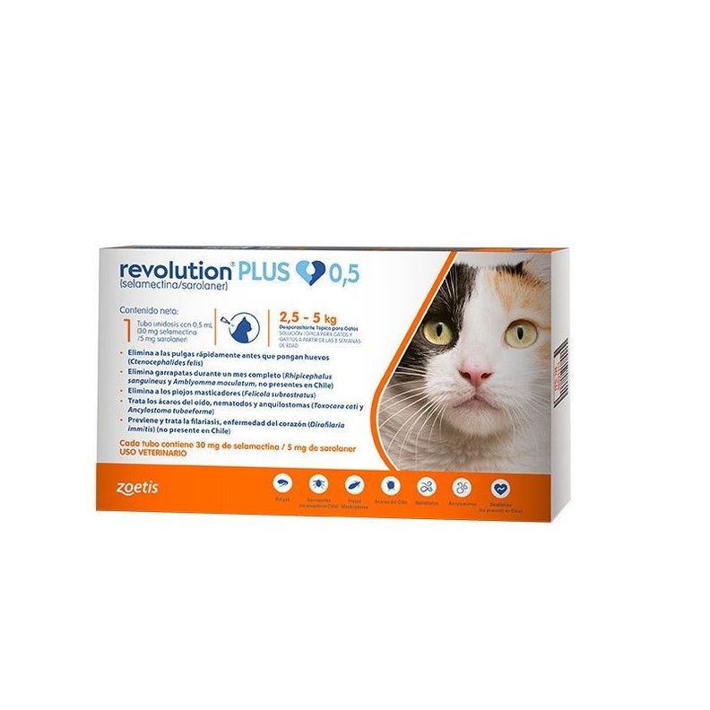 Revolution Plus Gato 2,5 a 5 kg Antiparasitario interno y externo-0