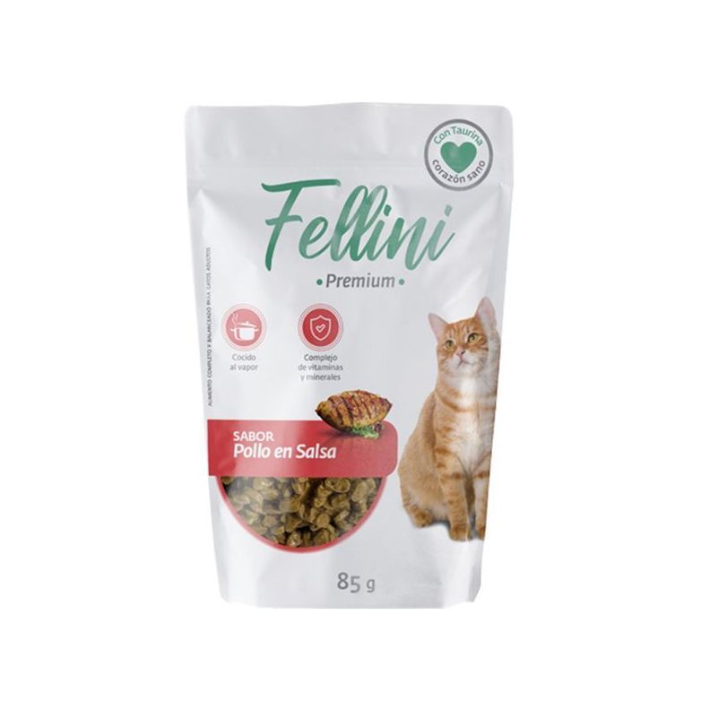 FELLINI SNACK HUMEDO PARA GATOS POLLO EN SALSA 85G-0