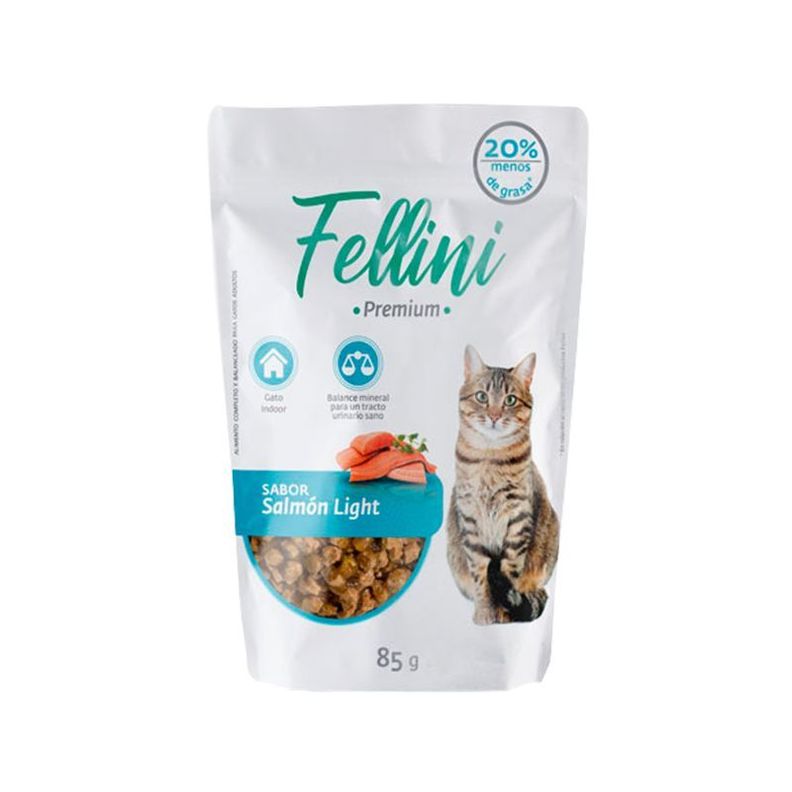 FELLINI SNACK HUMEDO PARA GATOS SALMON LIGTH 85 G-1