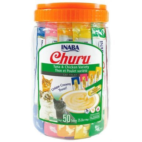 Churu Gato Frasco 50 Tubos Sabor Pollo y Atun Premio Snack-1