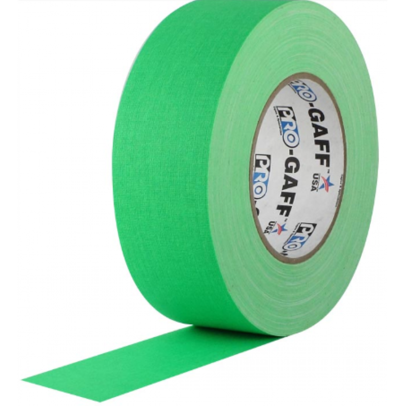 Cinta Gaffer de tela verde fluor 45 metros-0