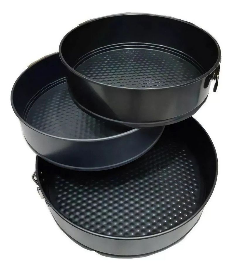 Moldes De Torta Desmontable Antiadherente X 3 Color Negro-2