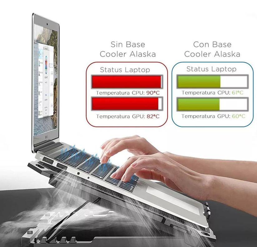 Base Cooler 5 Ventiladores Enfriador Notebook Luz 2 Usb-1