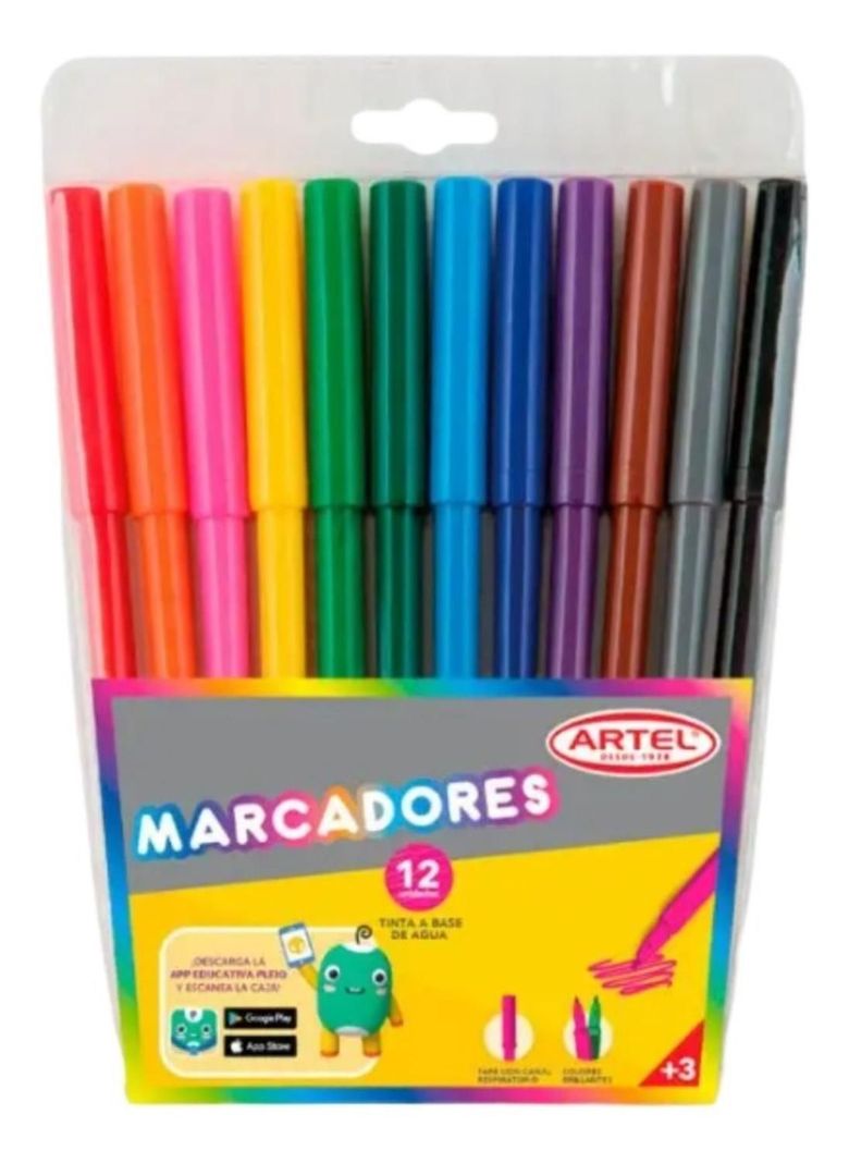 Estuche 12 Marcadores. Lápices Scripto. Artel-0