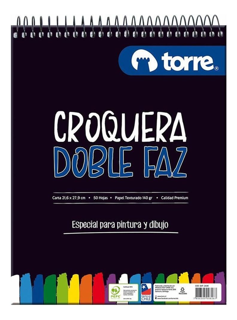 Croquera Doble Faz Carta 21,6x27,9 Cm 50 Hojas. Torre-0