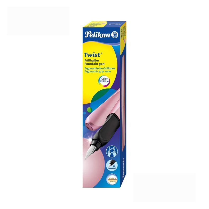 Lapicera Pluma Estilográfica Pelikan Twist Rosado Metalizado-4