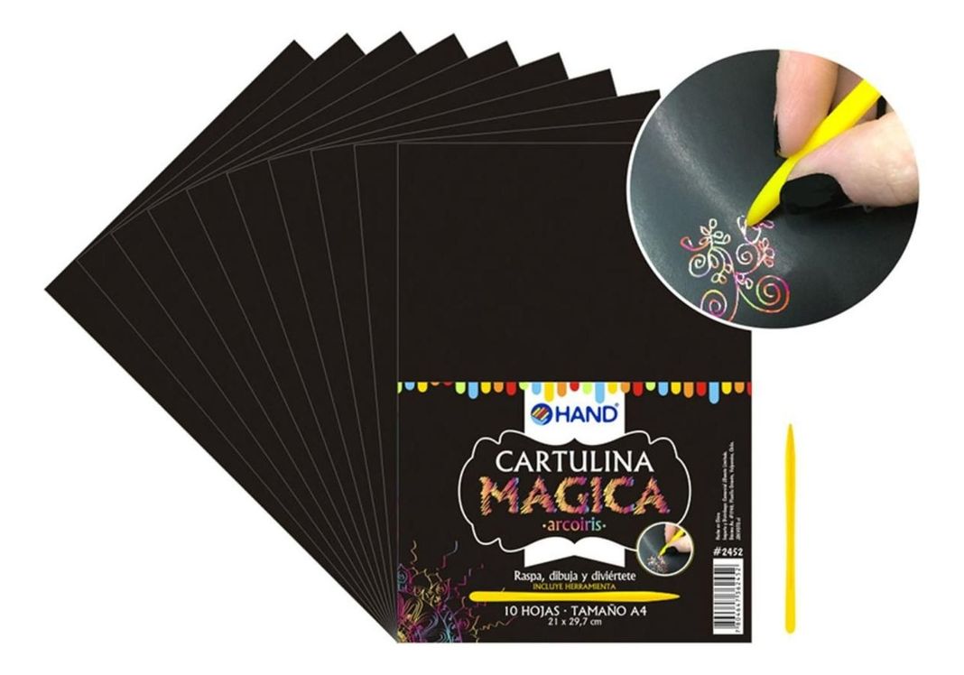 Cartulina A4 Magica Arcoiris (21x29.7cm) 10 Hojas. Hand-0
