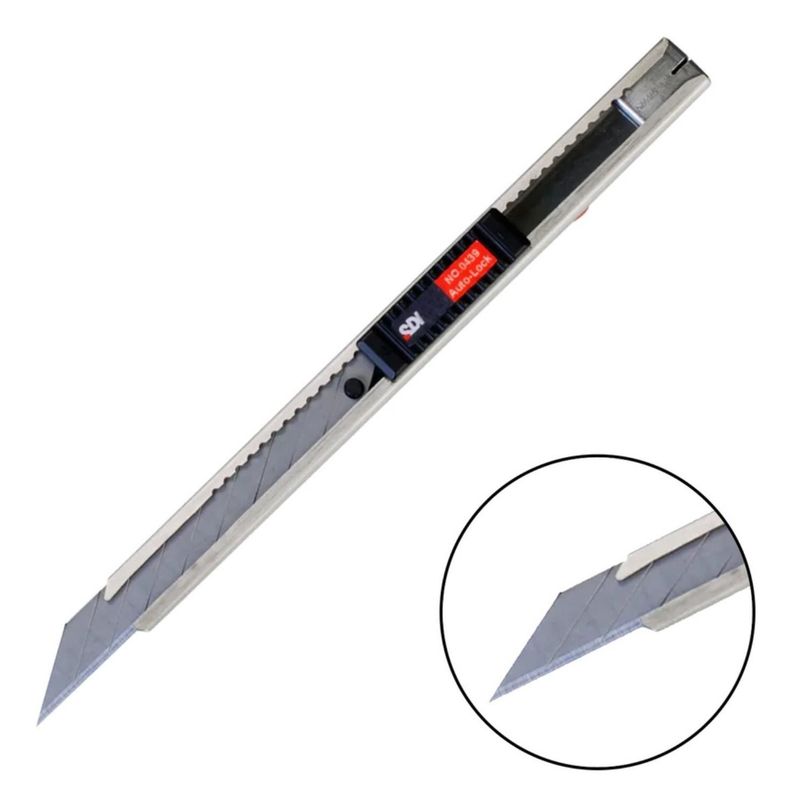 Cuchillo Cartonero 9mm Metálico Angulo 30° Seguro Automatico-1