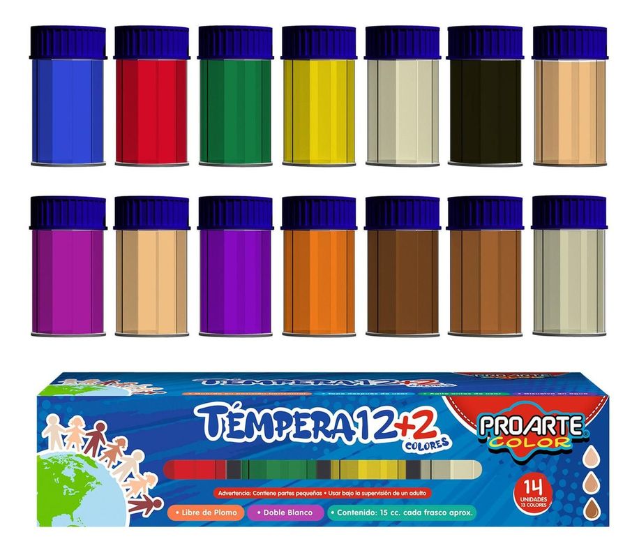 Tempera 12+2 Colores 15 Cc. Proarte-0