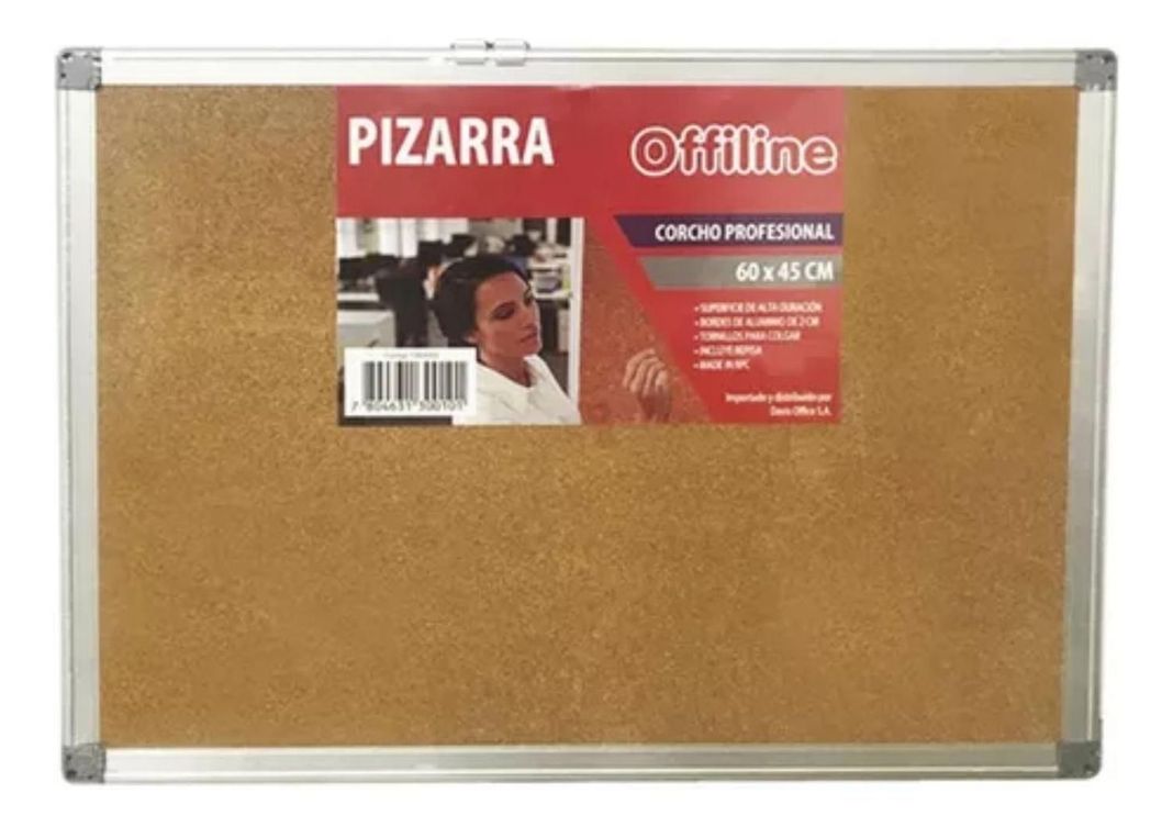Pizarra De Corcho, Marco De Aluminio 60 X 45cm Offiline-0