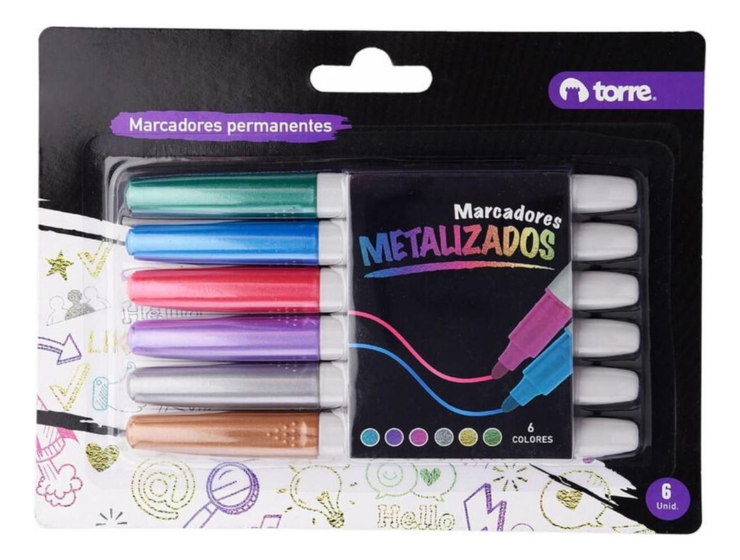Set Marcadores Permanentes Pastel + Metálicos. Torre-3