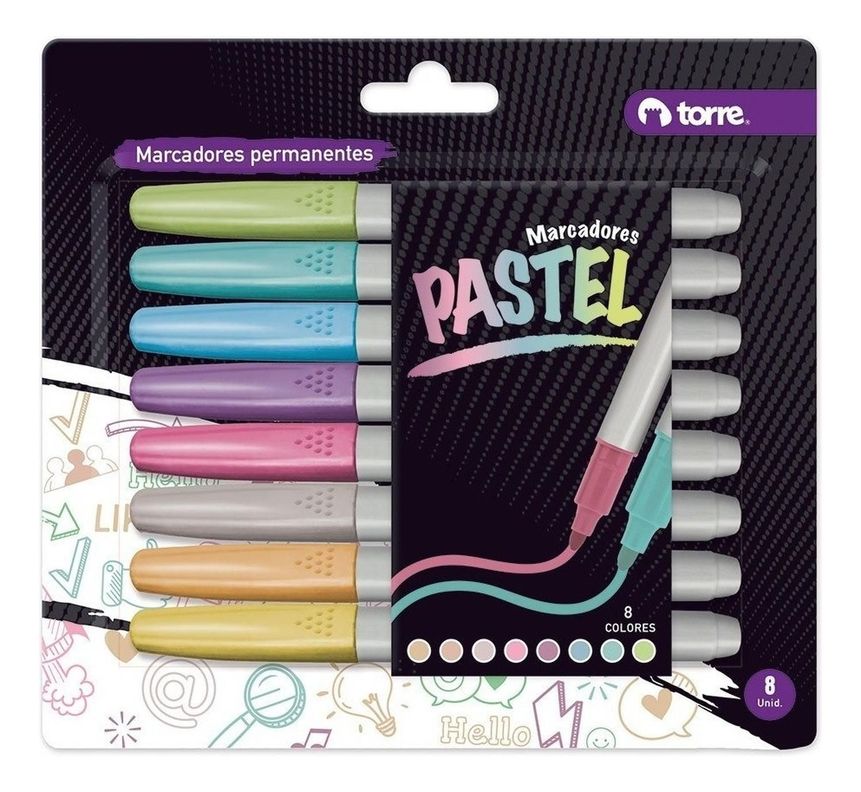 Set 8 Marcadores Permanentes Pastel. Torre-0