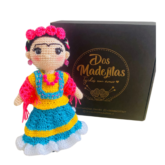  Muñeca Frida Kahlo Tejida 25cm Alto Amigurumi-2
