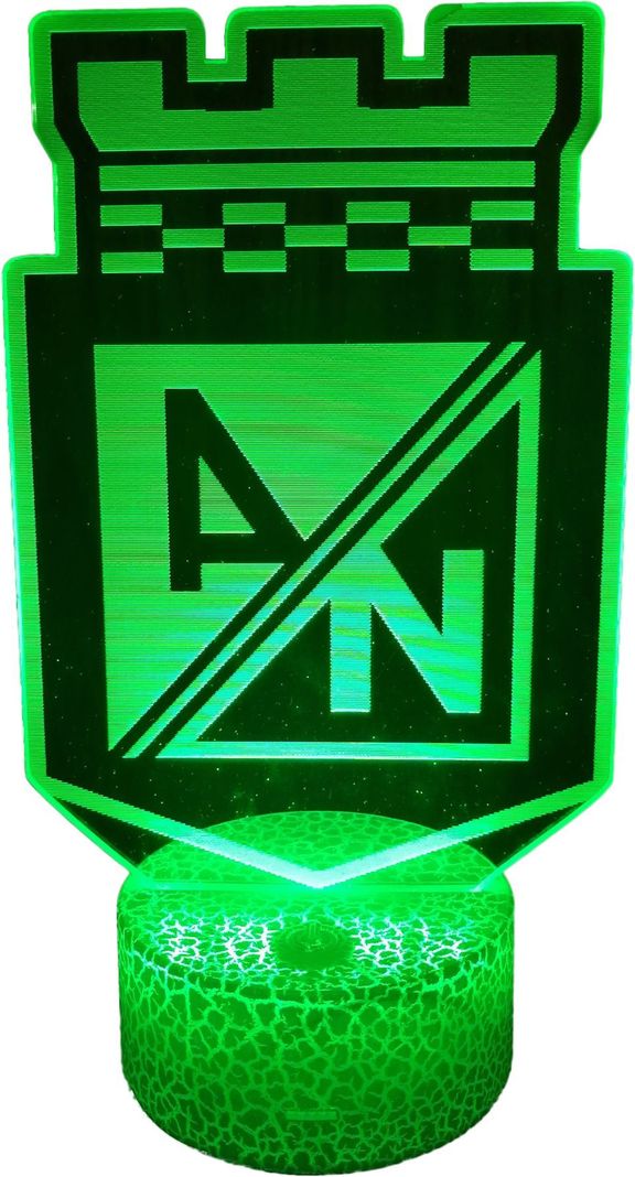Lámpara ilusión 3D Atlético Nacional Colombia 7 colores led-0