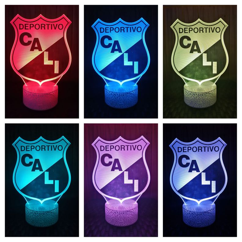 Lámpara ilusión 3D Colombia Deportivo Cali 7 Colores Led-1