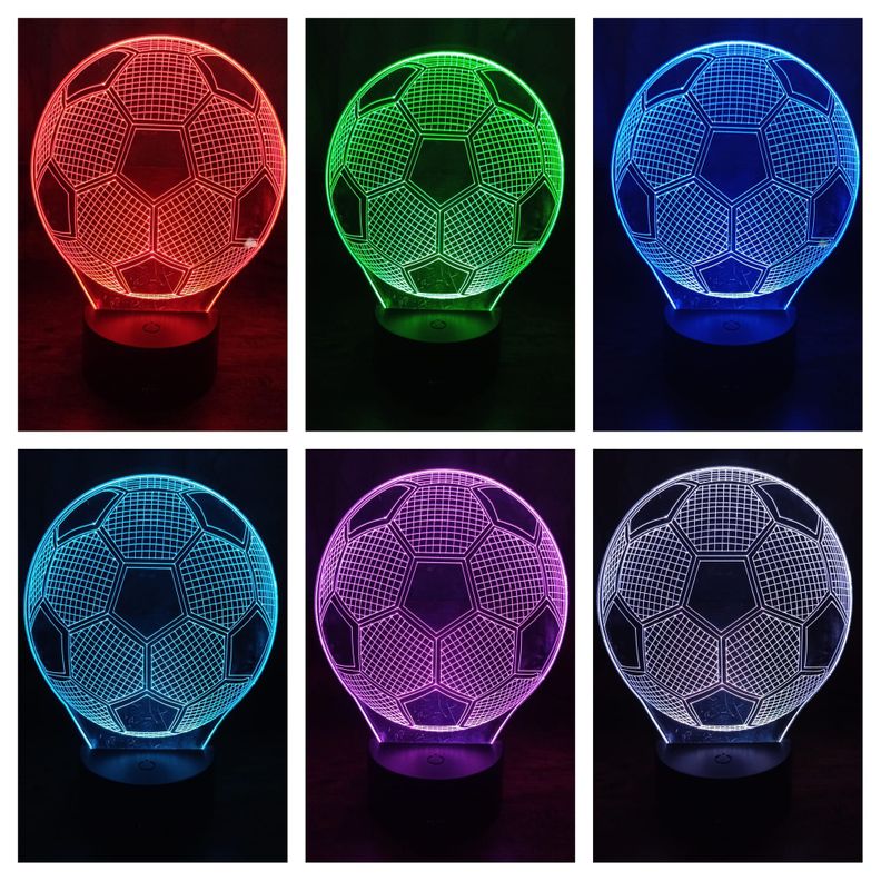 Lámpara ilusión 3D De Pelota De Futbol 7 Colores Led Integrados-1