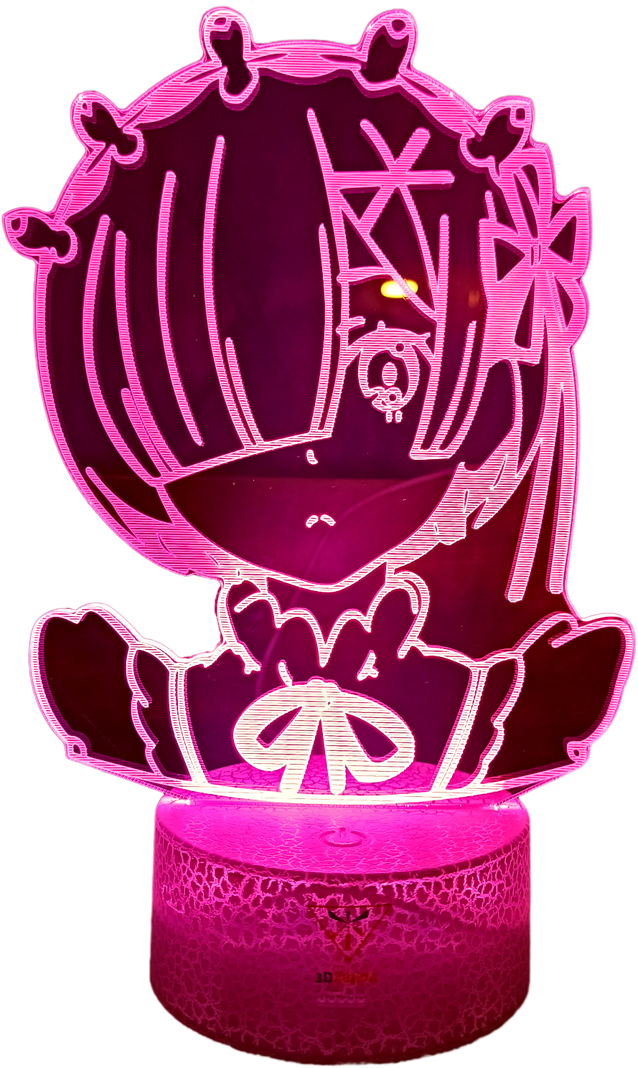 Lámpara ilusión 3D De Rem Re:Zero 7 Colores Led-0