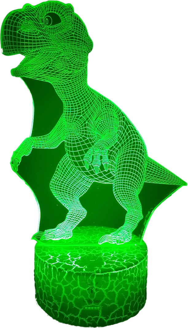 Lámpara ilusión 3D De Dinosaurio Rex Miniatura 7 Colores Led Integrados-0
