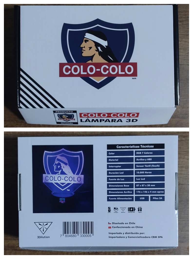 Lámpara ilusión 3D Equipo Colo-Colo 7 Colores Led ColoColo-3