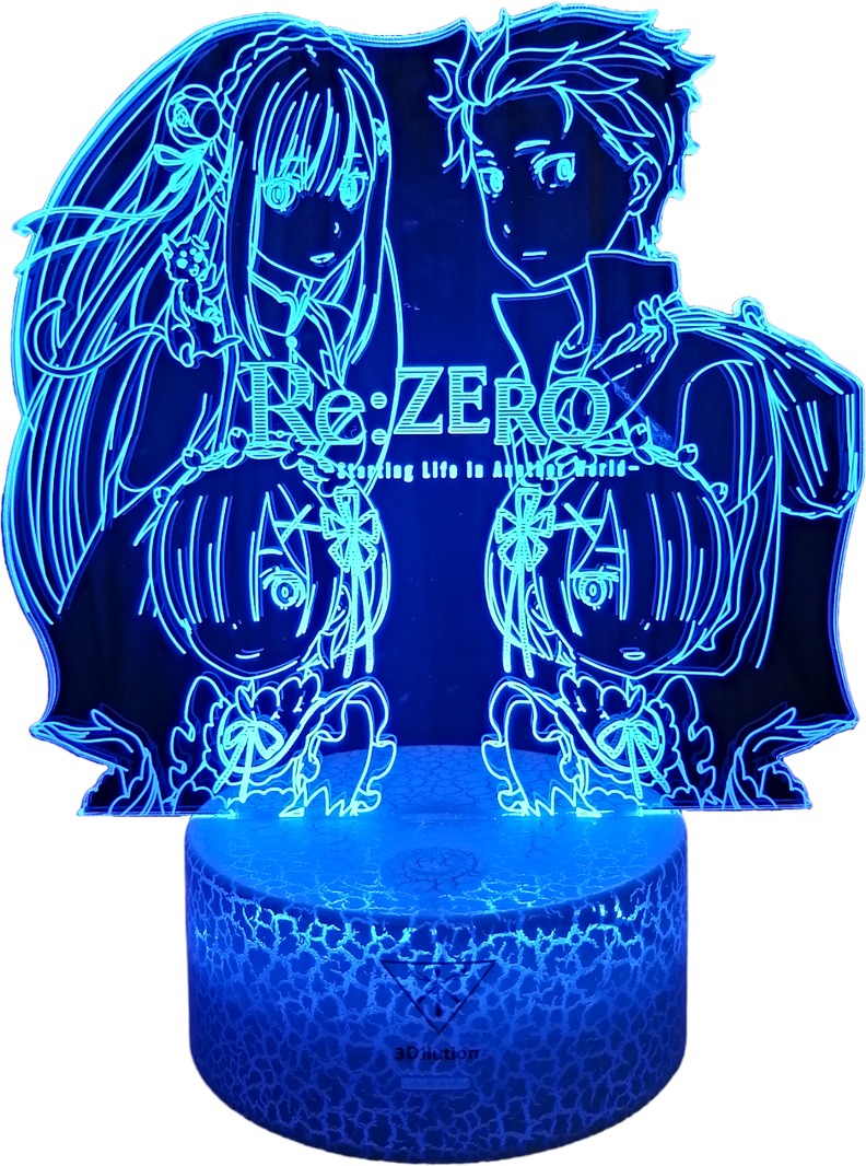 Lámpara ilusión 3D De Re:Zero 7 Colores Led-0
