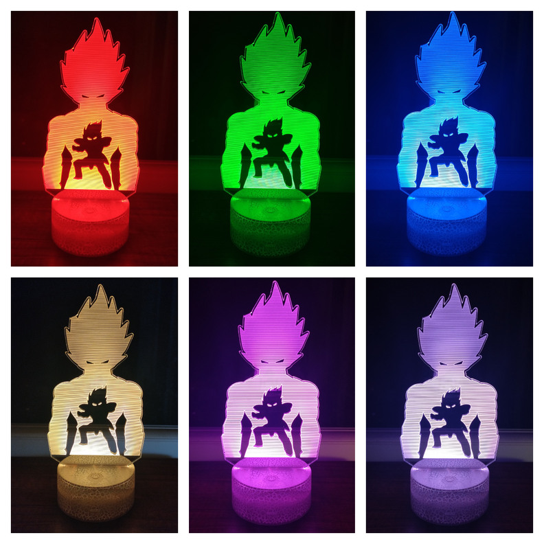 Lámpara ilusión 3D De Príncipe Vegeta 7 Colores Led Integrados-1
