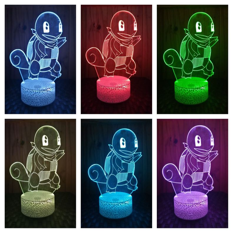 Lámpara ilusión 3D De Squirtle 7 Colores Led-1