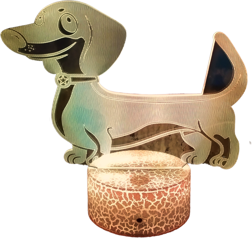 Lámpara ilusión 3D De Perro Salchicha 7 Colores Led Integrados-0
