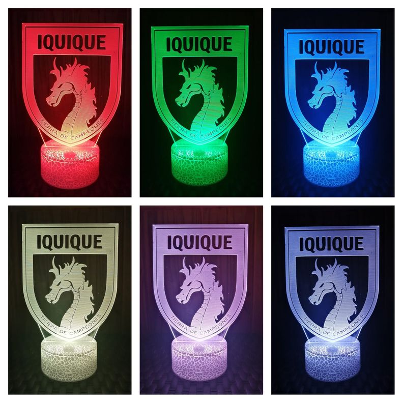 Lámpara ilusión 3D De Insignia Iquique 7 Colores Led-1